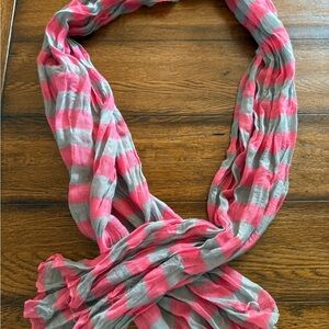 Source Unknown Pink and Gray Striped Scarf
